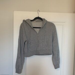 Brandy Melville Heather Gray Zip-Up Hoodie